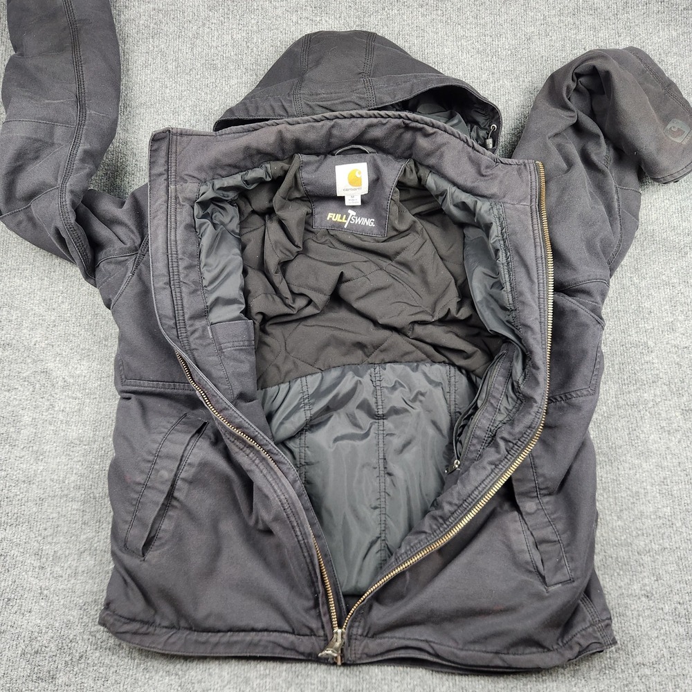 Carhartt Mens Quick Duck Jefferson Traditional Jacket Black Hooded BLK M - Picture 10 of 15